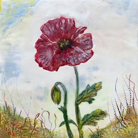 6. Little Poppy   Encaustic Wax