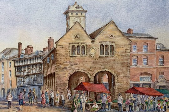 Ross on Wye Market Hall   watercolour