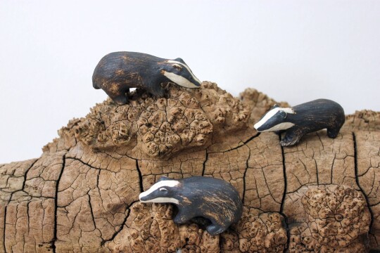 Jane Spray ceramic badgers