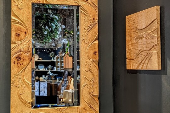 Lynn Hodgson   Oak Carved Mirror and Landscape