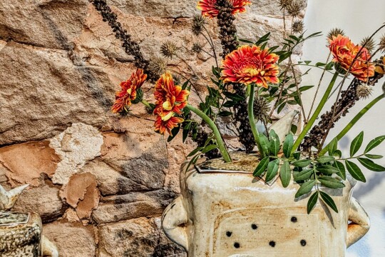 Petra Steward   Stoneware Flower Brick and Beakers