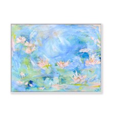 Charlotte Keating Drifting Light Water Lily Large Abstract Framed Painting Drifting Light 80 110