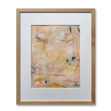 Charlotte Keating Love Letters Pink Abstract Painting 8x11 framed MURMURED PROMISES