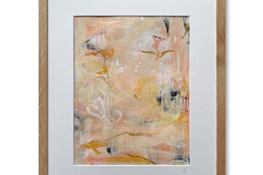 Charlotte Keating Love Letters Pink Abstract Painting 8x11 framed MURMURED PROMISES