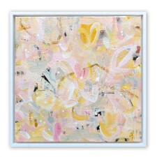 Charlotte Keating Love Letters Pink Yellow Abstract Painting 40cm canvas HEARTLINESS framed