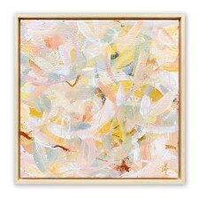 Charlotte Keating Love Letters Pink Yellow Abstract Painting 40cm canvas SOFTLY YOURS framed warm