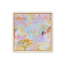 Charlotte Keating Love Letters Pink Yellow Abstract Painting Lost in the moment 20cm canvas