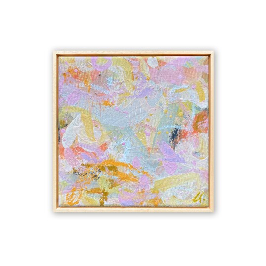 Charlotte Keating Love Letters Pink Yellow Abstract Painting Lost in the moment 20cm canvas
