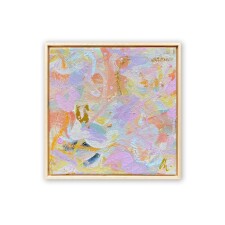 Charlotte Keating Love Letters Pink Yellow Abstract Painting Promise of love 20cm canvas framed