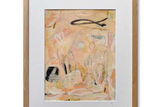 Love Letters Pink Abstract Painting Framed 8x11 WARM EMBRACE