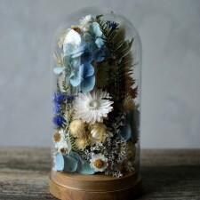 harebell and bee dried flower cloche