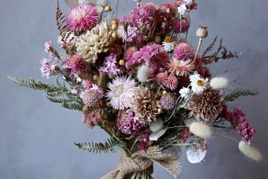 harebell and bee pink bouquet