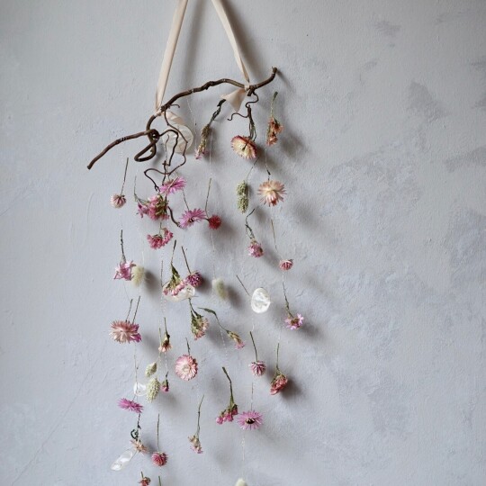 harebell and bee pink flower mobile