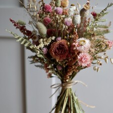 harebell and bee pink flowers bouquet