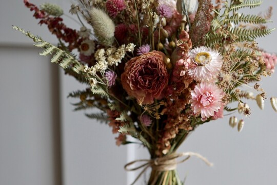 harebell and bee pink flowers bouquet