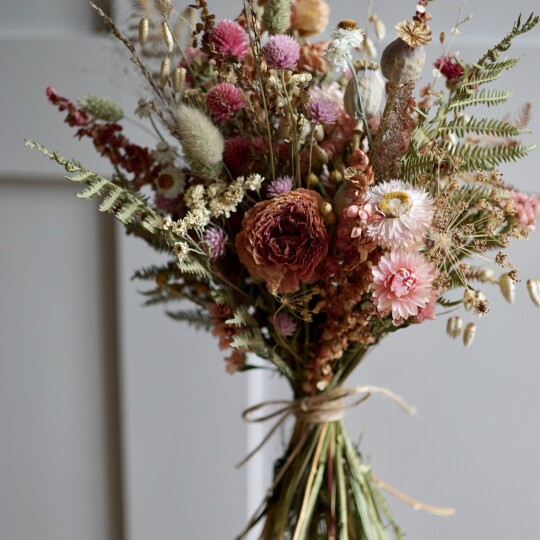 harebell and bee pink flowers bouquet